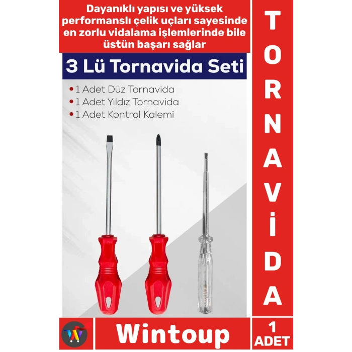 #Tornavida Profesyonel Tamir Takımı Elektrikçi El Aleti Düz Yıldız Tornavida Kontrol Kalemi 3lü Set
