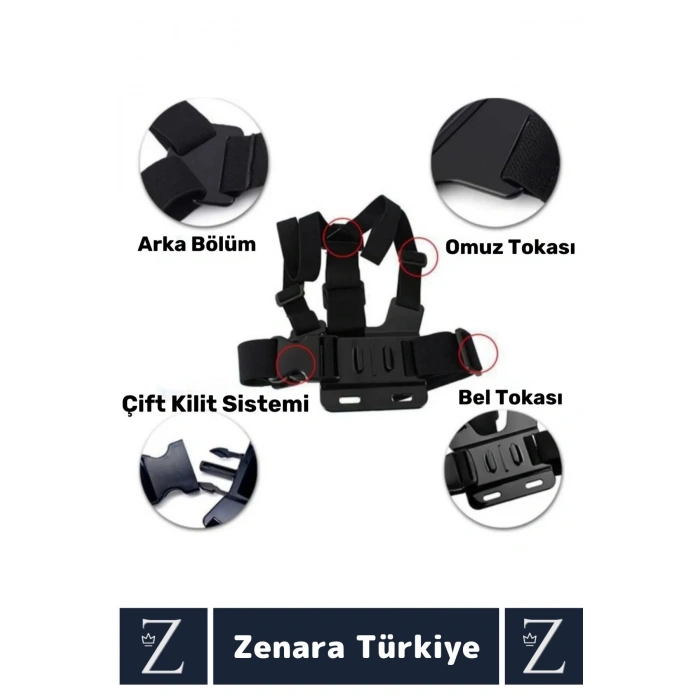 Tüm Modellerle Uyumlu Bisiklet Tırmanış Outdoor Ayarlanır Aksiyon Kamerası Göğüse Sabitleme Kemeri