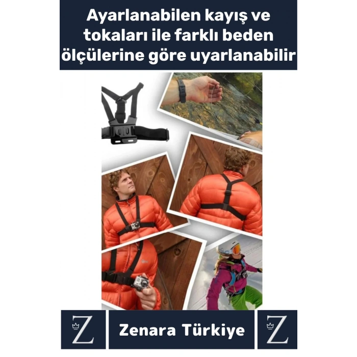Tüm Modellerle Uyumlu Bisiklet Tırmanış Outdoor Ayarlanır Aksiyon Kamerası Göğüse Sabitleme Kemeri
