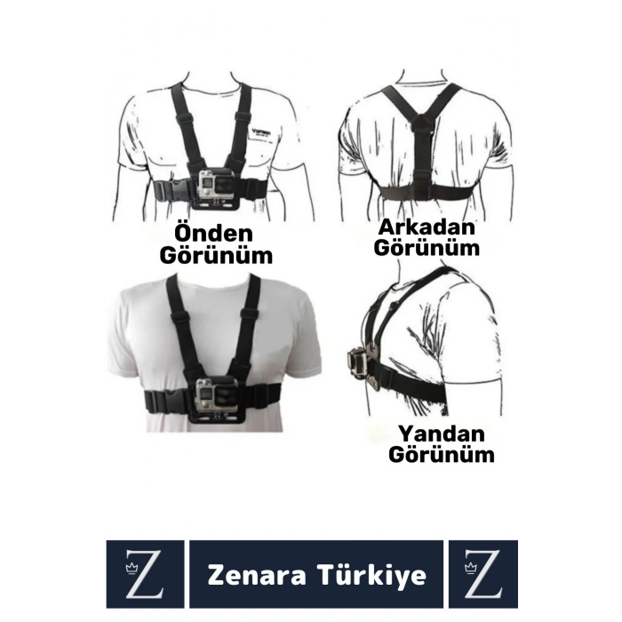Tüm Modellerle Uyumlu Bisiklet Tırmanış Outdoor Ayarlanır Aksiyon Kamerası Göğüse Sabitleme Kemeri