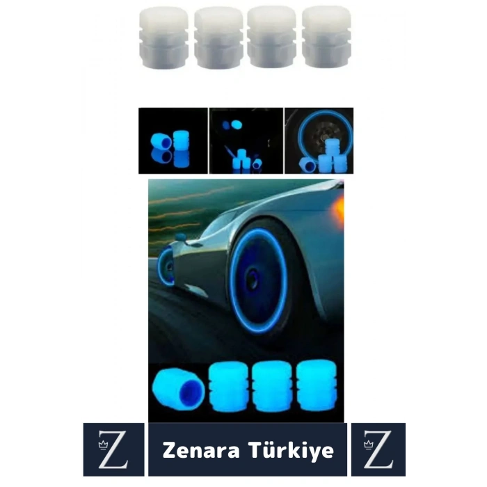 Tüm Otomobil Bisiklet Motosiklet Minibüslerle Uyumlu Kolay Montaj Fosforlu Sibop Kapağı 4 Adet