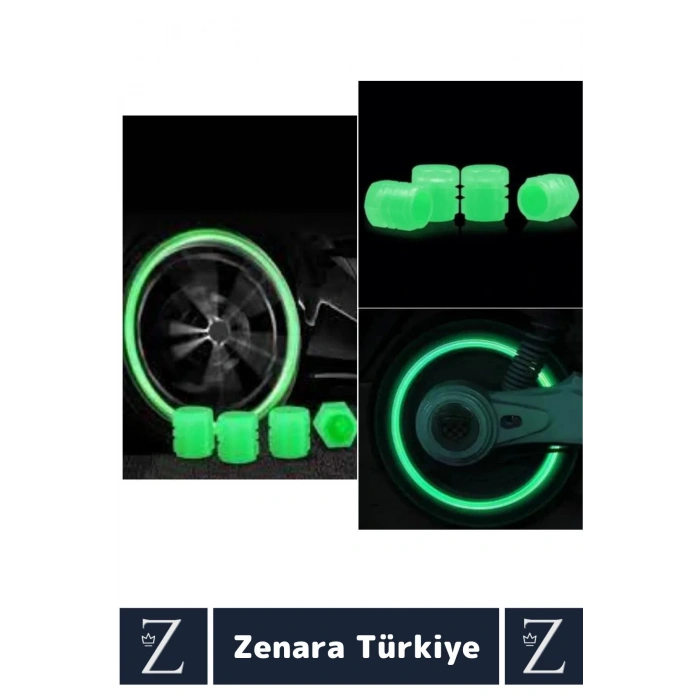 Tüm Otomobil Bisiklet Motosiklet Minibüslerle Uyumlu Kolay Montaj Fosforlu Sibop Kapağı 4 Adet