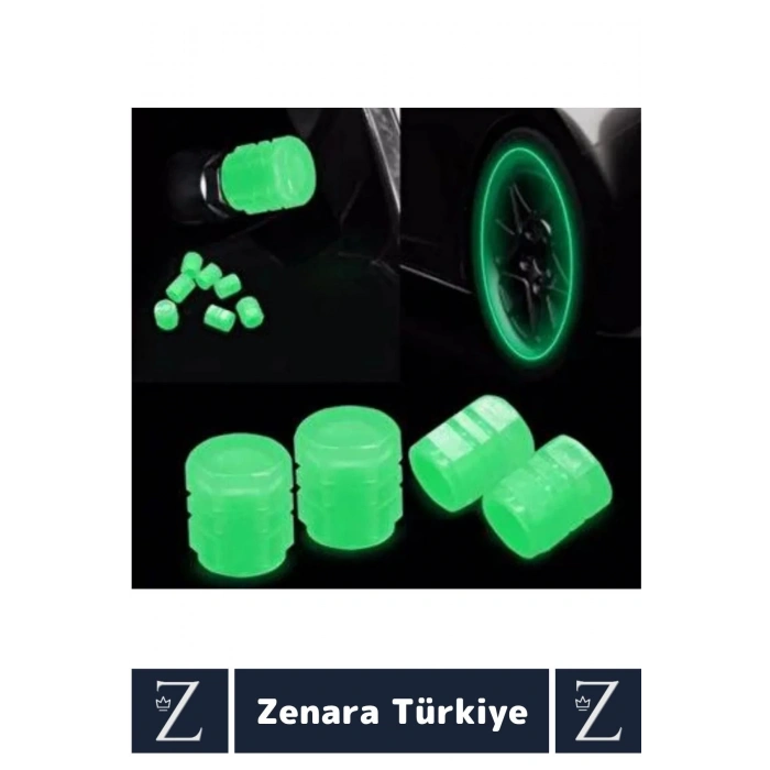 Tüm Otomobil Bisiklet Motosiklet Minibüslerle Uyumlu Kolay Montaj Fosforlu Sibop Kapağı 4 Adet