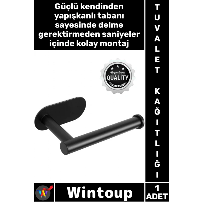 #TuvaletKağıtlığı Banyo Modern Şık Rulo Tutucu Mat Siyah Kendinden Yapışkanlı Tuvalelet Kağıtlığı