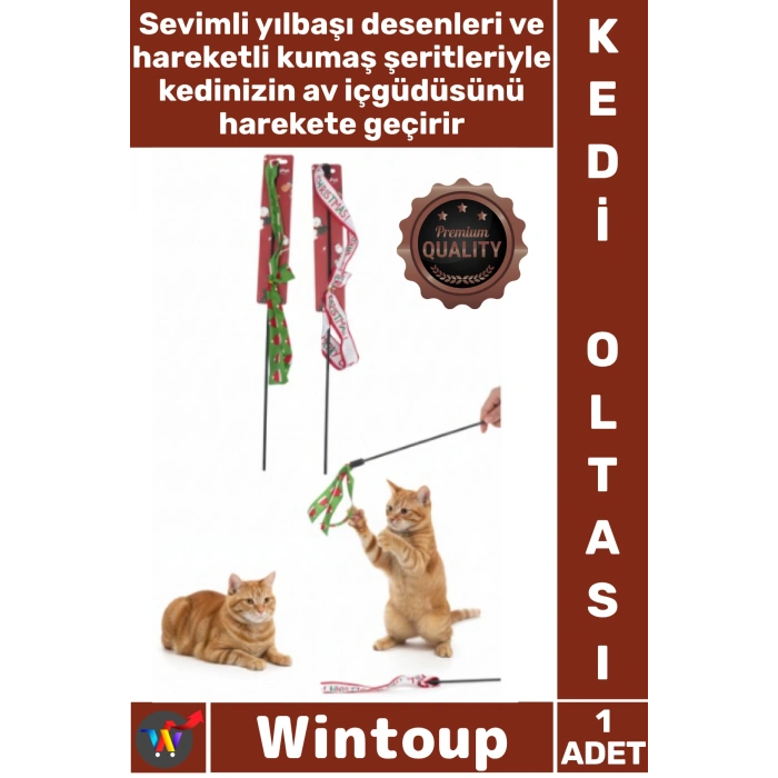 Yılbaşı Temalı Kedi Oyun Oltası