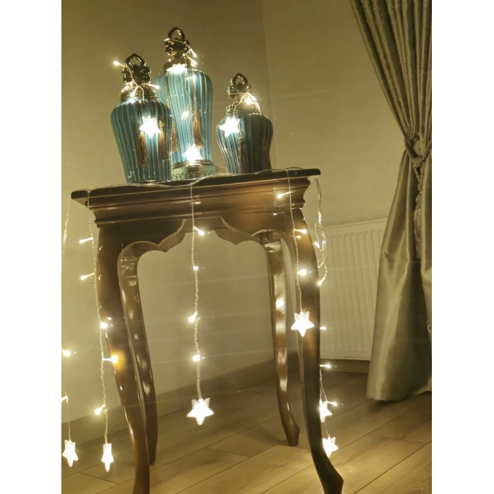 Yıldız 4m 96 Led 19 Saçak 40-50-60cm Gün Işığı yıldız boyutu:7cm