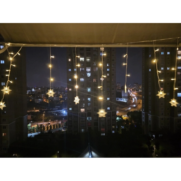 Yıldız 4m 96 Led 19 Saçak 40-50-60cm Gün Işığı yıldız boyutu:7cm