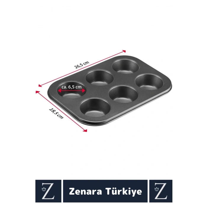 Yüksek Kalite Isıya Dayanıklı Yanmaz Yapışmaz Kolay Temizlenir Kek Brownie Cupcake 6lı Muffin Kalıbı