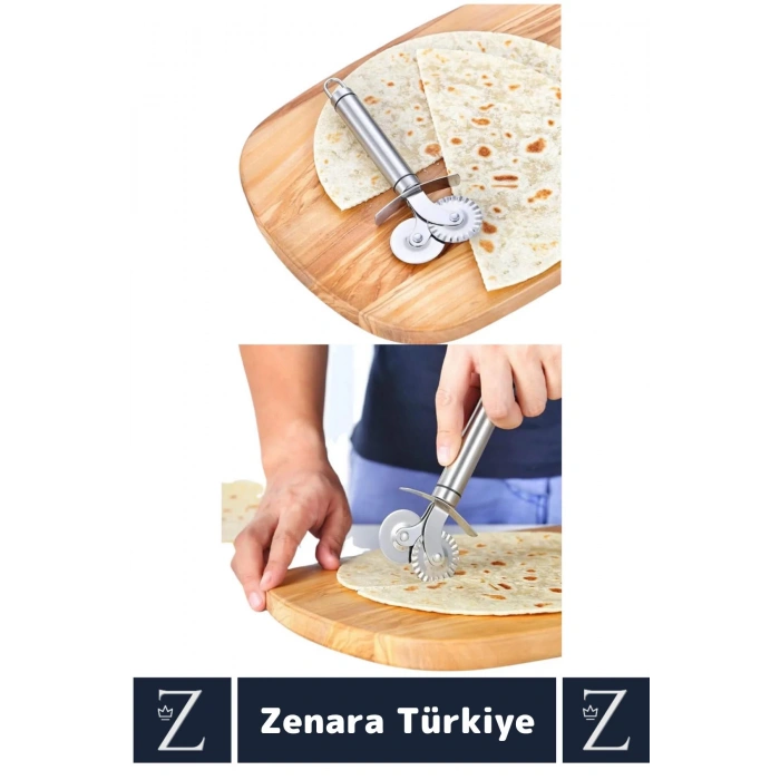 Yüksek Kaliteli Çelik Hamur Kesme Doğrama Şekillendirme Çift Taraflı Pizza Hamur Dilimleme Bıçağı