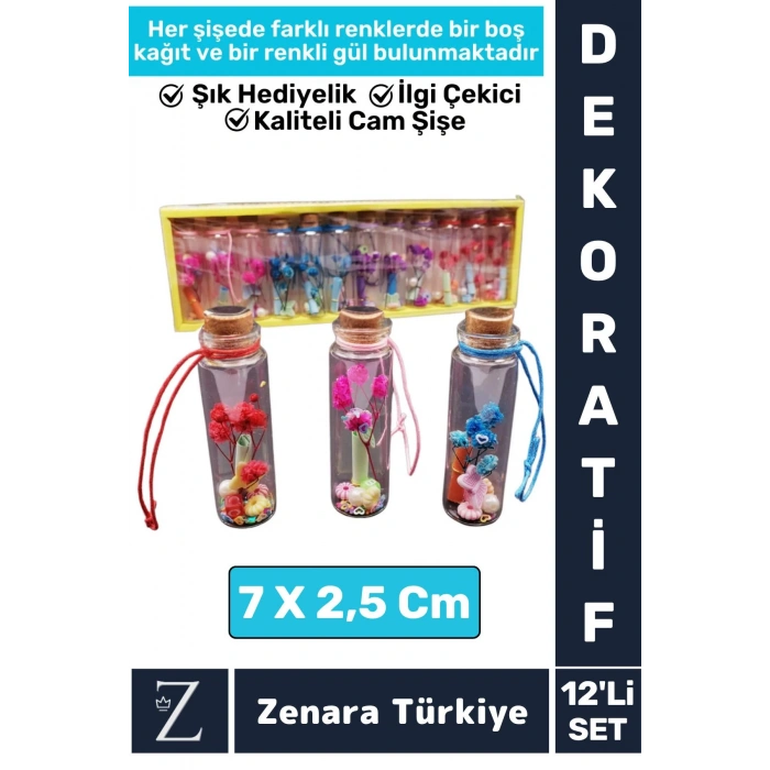 Yüksek Kaliteli Dekoratif Hediyelik Sevgili Çift Sevgililer Günü Tanışma Yıldönümü 12li DİLEK ŞİŞESİ