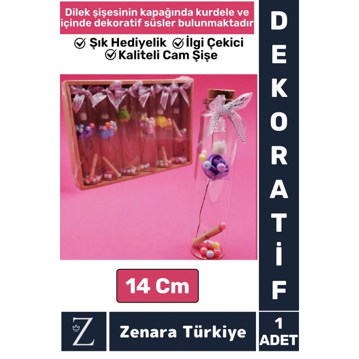 Yüksek Kaliteli Dekoratif Hediyelik Sevgili Çift Sevgililer Günü Tanışma Yıldönümü 6lı DİLEK ŞİŞESİ