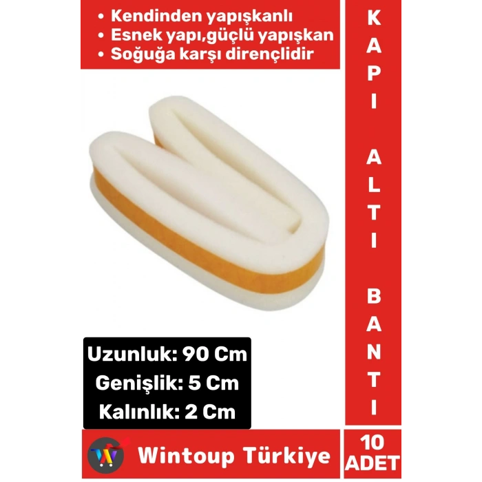Yüksek Kaliteli Kendinden Yapışkanlı Kapı Altı Eşik Bantı Soğuk Koruyucu Isı Yalıtım Süngeri 10 Adet