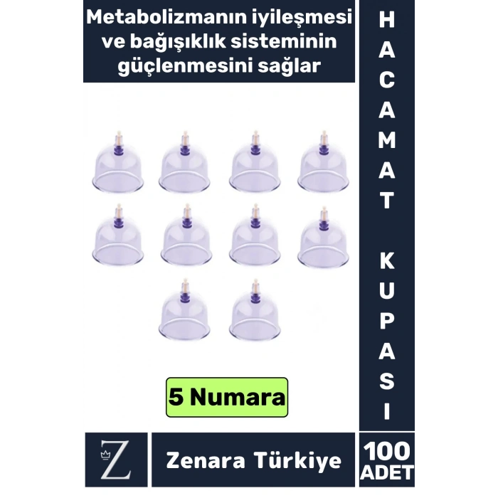 Yüksek Kaliteli Metabolizma Etkili Vakumlu Hacamat Kupası 5 NUMARA 100 ADET