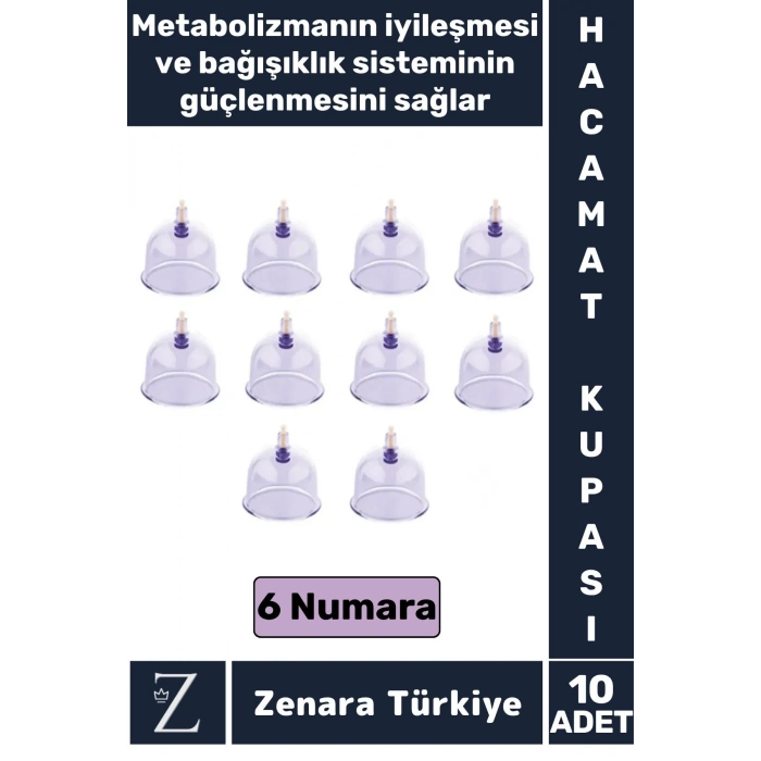 Yüksek Kaliteli Metabolizma Etkili Vakumlu Hacamat Kupası 6 NUMARA 10 ADET