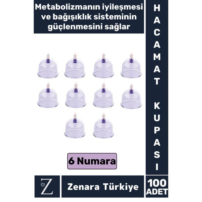 Yüksek Kaliteli Metabolizma Etkili Vakumlu Hacamat Kupası 6 NUMARA 100 ADET