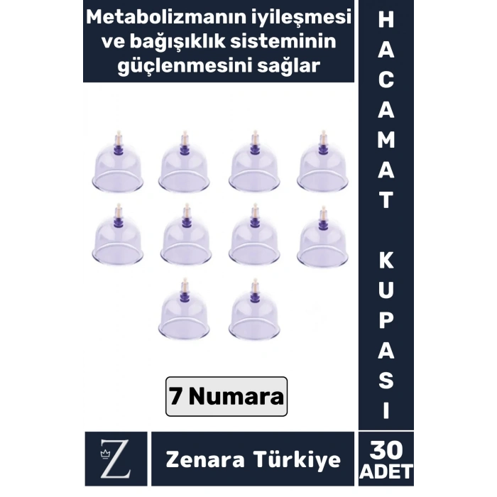 Yüksek Kaliteli Metabolizma Etkili Vakumlu Hacamat Kupası 7 NUMARA 30 ADET