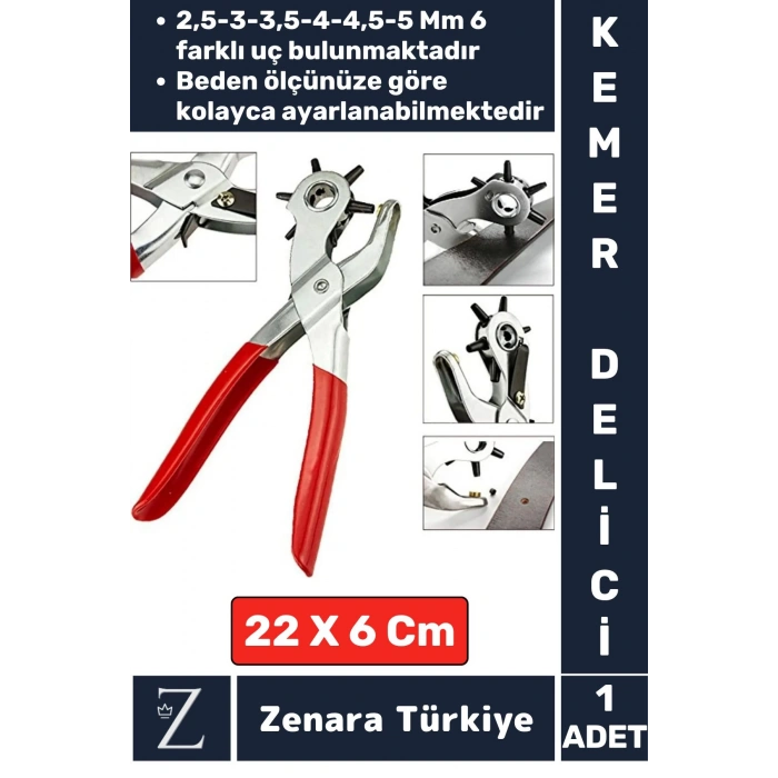 Yüksek Kaliteli Pratik Deri Plastik Delik Uç Açıcı 6 Farklı Uçlu Ayarlanabilir Kemer Delme Pensesi