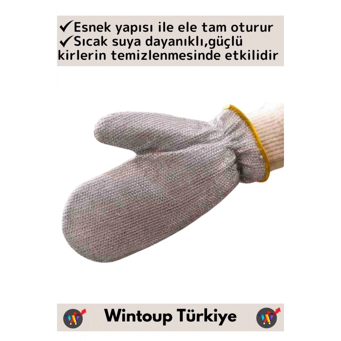 Yüksek Kaliteli Sıcak Su Isıya Dayanıklı Esnek Yağ Kir Temizleyici Alüminyum Bulaşık Eldiveni 2 Çift