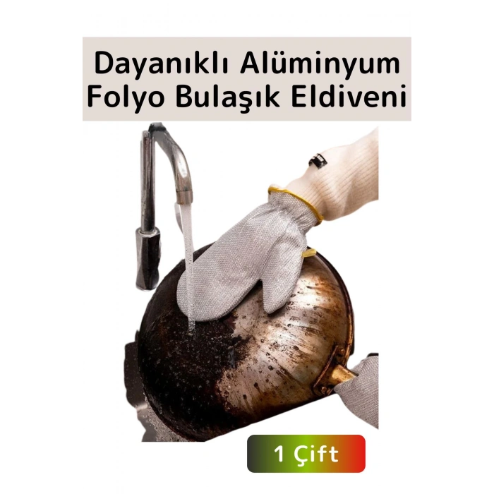 Yüksek Kaliteli Sıcak Su Isıya Dayanıklı Esnek Yağ Kir Temizleyici Alüminyum Bulaşık Eldiveni 1 Çift