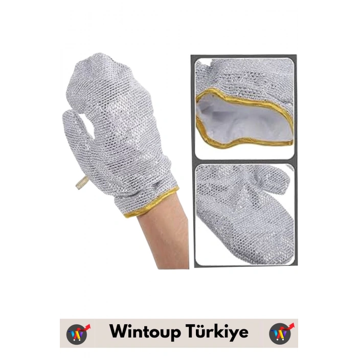 Yüksek Kaliteli Sıcak Su Isıya Dayanıklı Esnek Yağ Kir Temizleyici Alüminyum Bulaşık Eldiveni 2 Çift