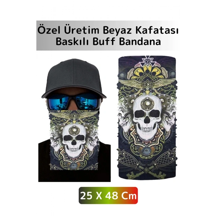 Yüksek Kaliteli Şık Kuru Kafa Tasarımlı Motor Açık Hava Spor Çok Amaçlı Saç Boyun Bilek Buff Bandana