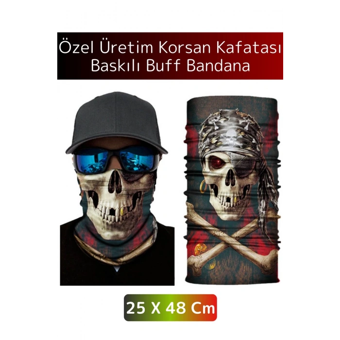 Yüksek Kaliteli Şık Kuru Kafa Tasarımlı Motor Açık Hava Spor Çok Amaçlı Saç Boyun Bilek Buff Bandana