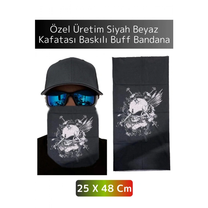 Yüksek Kaliteli Şık Kuru Kafa Tasarımlı Motor Açık Hava Spor Çok Amaçlı Saç Boyun Bilek Buff Bandana
