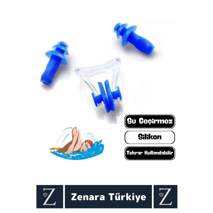 Yüksek Kaliteli Silikon Su Geçirmez Gürültü Önleyen Yıkanabilir Deniz Havuz Kulak Burun Tıkayıcı Set