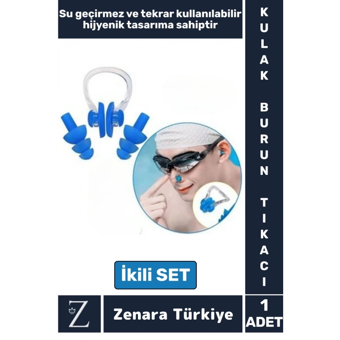 Yüksek Kaliteli Silikon Su Geçirmez Gürültü Önleyen Yıkanabilir Deniz Havuz Kulak Burun Tıkayıcı Set