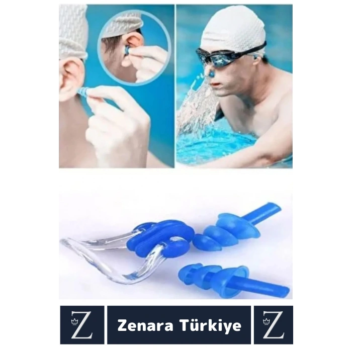 Yüksek Kaliteli Silikon Su Geçirmez Gürültü Önleyen Yıkanabilir Deniz Havuz Kulak Burun Tıkayıcı Set