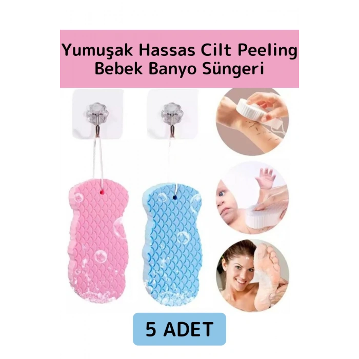 Yüksek Kaliteli Ultra Esnek Yumuşak Peeling Hassas Cilt Bebek Banyo Ovalama Süngeri Banyo Lifi 5Adet