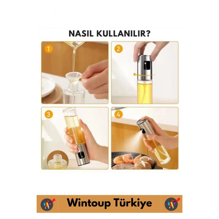 Yüksek Kaliteli Uzun Ömürlü Mutfak Yağ Sirke Limon Suyu Çok Amaçlı Spreyli 100 ML Cam Yağdanlık 1 Ad