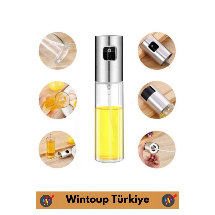 Yüksek Kaliteli Uzun Ömürlü Mutfak Yağ Sirke Limon Suyu Çok Amaçlı Spreyli 100 ML Cam Yağdanlık 1 Ad