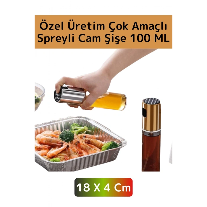 Yüksek Kaliteli Uzun Ömürlü Mutfak Yağ Sirke Limon Suyu Çok Amaçlı Spreyli 100 ML Cam Yağdanlık 2 Ad