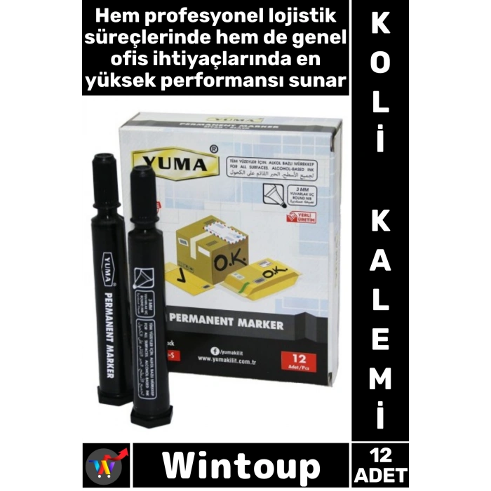 YUMA YM-790S SİYAH KOLİ KALEMİ 12 ADET