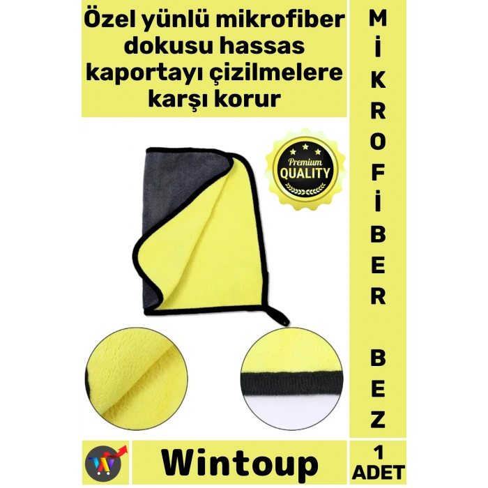 #Bez Lüks Model Yüksek Emici Çizmez Çift Katlı Kalın Yünlü Mikrofiber Araba Temizlik Bezi 50 x 70 Cm