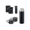 Paslanmaz Çelik 500ml 3 Bardaklı Sızdırmaz Termos Seti-Siyah, Vakumlu Termos Set