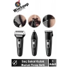Erkek Tıraş Seti 3in1 Şarjlı Kablosuz Saç Sakal Kulak Burun Kıl Temizleme Makinesi Günlük Tıraş
