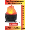 Premium Gerçekçi Ateş Görünümü Ev Ofis Kullanım Şık Dekoratif Hediyelik Pilli Kablolu Led Alev Lamba