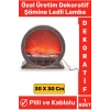 Gerçek Ateş Görünümlü Ofis Ev Dekoratif Hediyelik Pilli Kablolu Kullanım Şömine Ledli Lamba