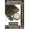 Premium Özel Ahşap Kutulu Klasik Vintage Dekoratif Erkek Arkadaşa Hediyelik Pirinç Köstekli Saat