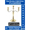 Premium Yüksek Kaliteli Dekoratif Şık Tasarım Hediyelik Biblo Mumluk %100 Pirinç 3lü ŞAMDAN