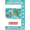 Premium Seri Eğlenceli El Göz Koordinasyon Beceri Geliştirici Çocuk 150 Parça PUZZLE KEŞİF HARİTASI