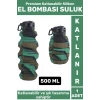 Premium Portatif BPA Free Şık Kamp Spor Seyahat Silikon Katlanabilir EL BOMBASI SULUK 500 ML
