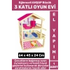 Premium Çocuk Eğlenceli Hayal Dünyası Beceri Geliştirici El Yapımı Ahşap Büyük 3 KATLI OYUN EVİ