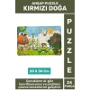 Premium Eğlenceli Eğitici Görsel Algı Problem Çözme Becerisi Çocuk Puzzle 24 Parça KIRMIZI DOĞA