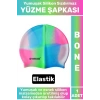 Premium Seri Su Geçirmez Elastik Yumuşak Yüzücü Havuz Deniz Yüzme Şapkası Silikon Bone 1 Adet