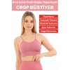 Göğüs Toparlayıcı Sarkma Önleyen Gündelik Spor Kullanım Şık İnce Askılı Pedli Çizgili Crop Büstiyer
