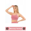 Göğüs Toparlayıcı Sarkma Önleyen Gündelik Spor Kullanım Şık İnce Askılı Pedli Çizgili Crop Büstiyer