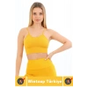 Göğüs Toparlayıcı Sarkma Önleyen Gündelik Spor Kullanım Şık İnce Askılı Pedli Çizgili Crop Büstiyer